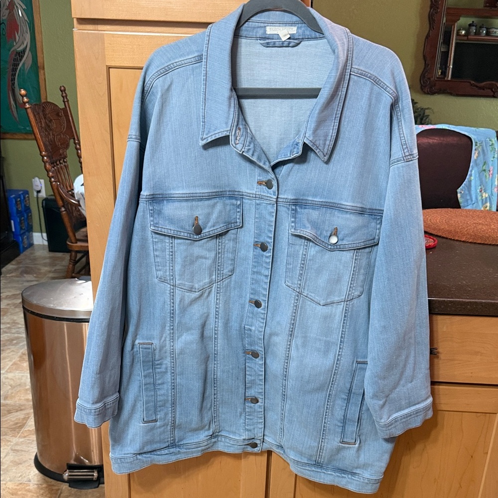 Eileen Fisher Light Blue Denim Jacket - Oversized Jean Jacket